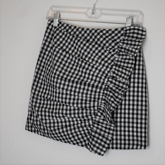 Lovers + Friends x REVOLVE Lisa Skirt Gingham Retro Ruffle Mini Cotton Sz S - Picture 3 of 14